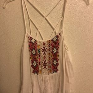 Urban Outfitters Embroidered Tank with Cross Back